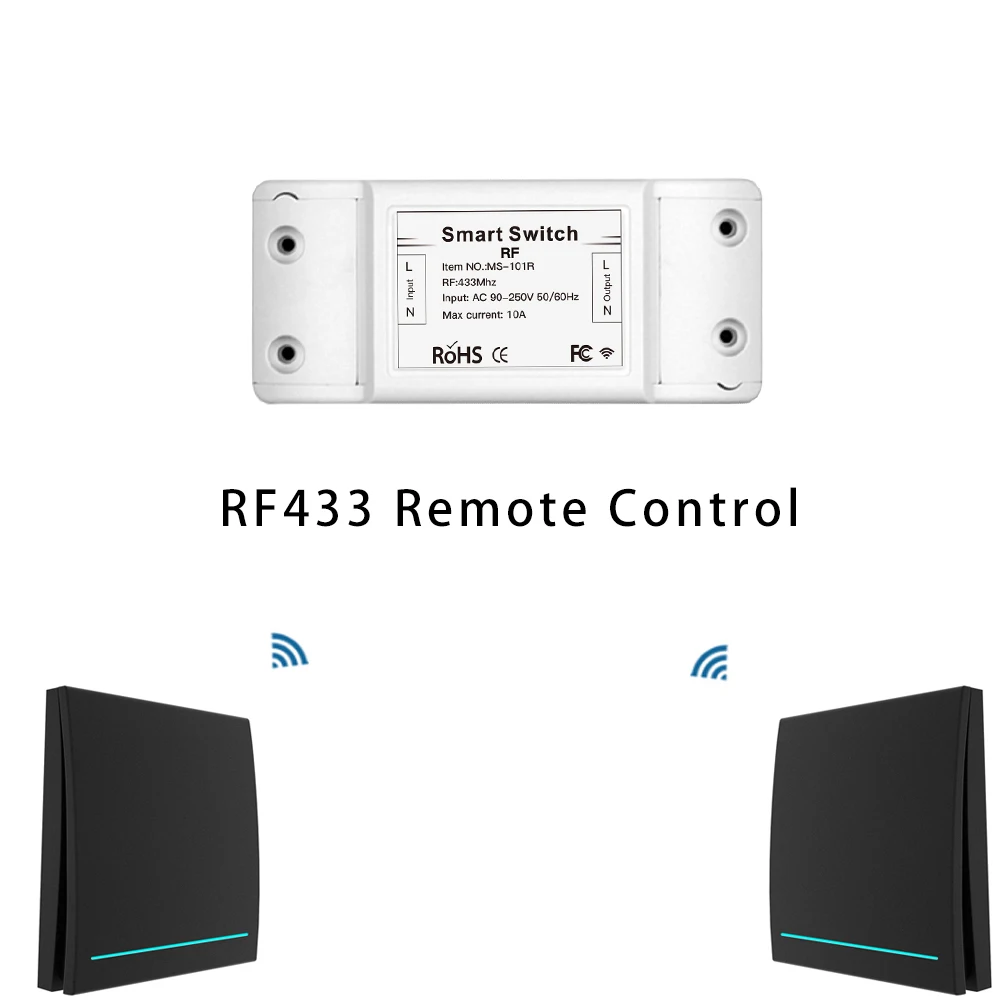 Black Kit 2-Way RF 433 беспроводной смарт-переключатель пульт дистанционного управления приемник кнопочное управление Лер настенная панель передатчик, 2/3 способа мульти-управления - Цвет: Black Kit 2-Way