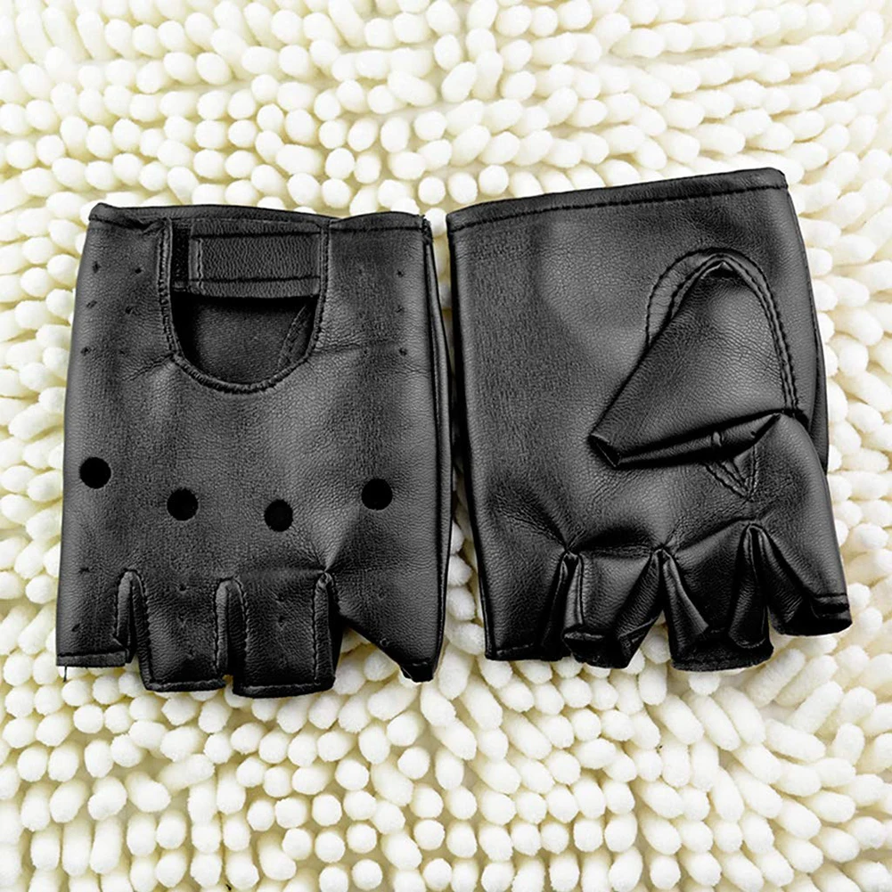 Unisex Artificial Leather Half-Finger Gloves Theatrical Punk Hip-Hop Driving Motorcycle Performance Party Fingerless Mittens fingerless gloves fingerless gym gloves