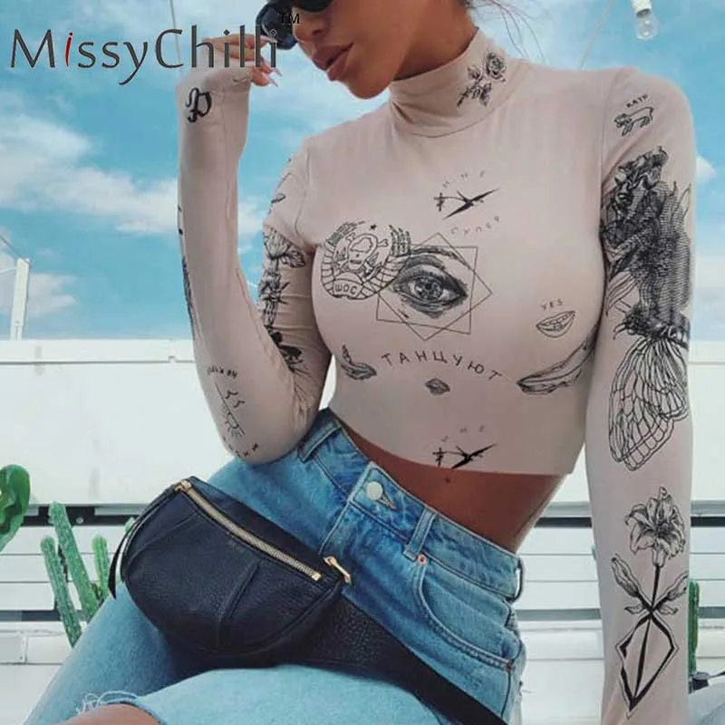 Женская блузка с длинным рукавом MissyChilli Весенняя трикотажная рубашка принтом и