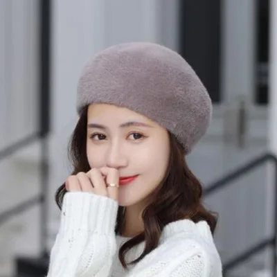 Английский Винтажный стиль утолщенный Зимний берет шляпы для женщин плоская шляпа осень и зима береты для женщин - Цвет: coffee