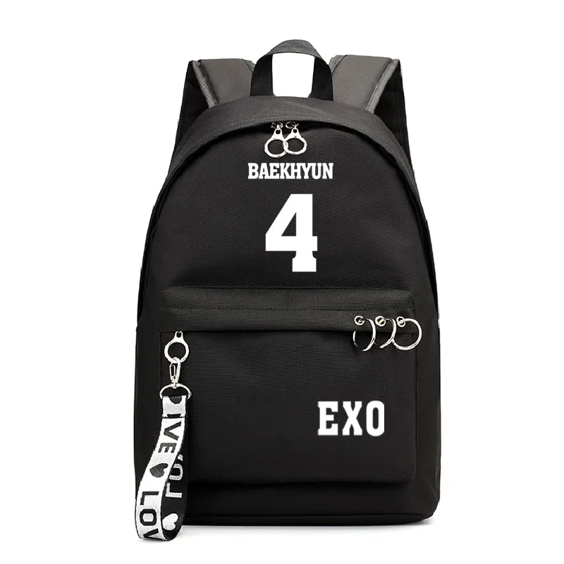 EXO Korean Team Backpack School Book Bags Man group Mochila Travel Bag Laptop Ribbon Ring Circle Boy Girls Backpack Pink Black - Цвет: Style 29