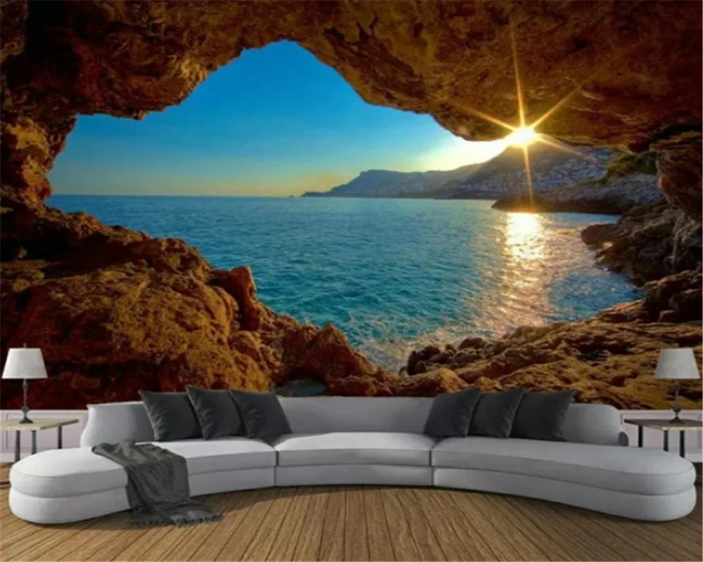 

beibehang Customize the new extended space natural scenery cave hotel living room bedroom background papel de parede wallpaper