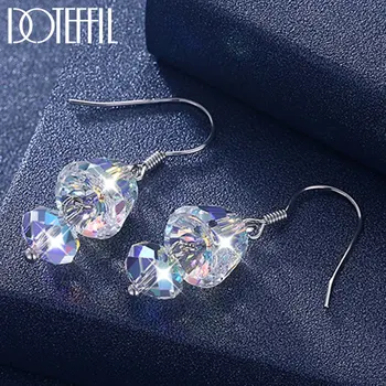 

DOTEFFIL 925 Sterling Silver Charm Colored Crystal Earrings For Women Wedding Christmas Birthday Gift Fashion Jewelry