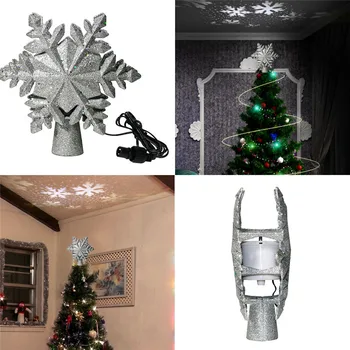 

Projection lamp with LED snowflake used for Christmas Tree top decor snowflake Xmas tree top hat AC100 240V LED Projection lamp