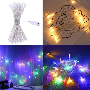 

50 LEDs USB Brass Wire String Light Garland Fairy LED for Home Garden Porch F42B