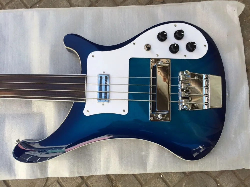 Rickenback 4003 4 струны без резинки бас гитара прозрачный синий отделка Ricken 4003 fireglo без резинки бас
