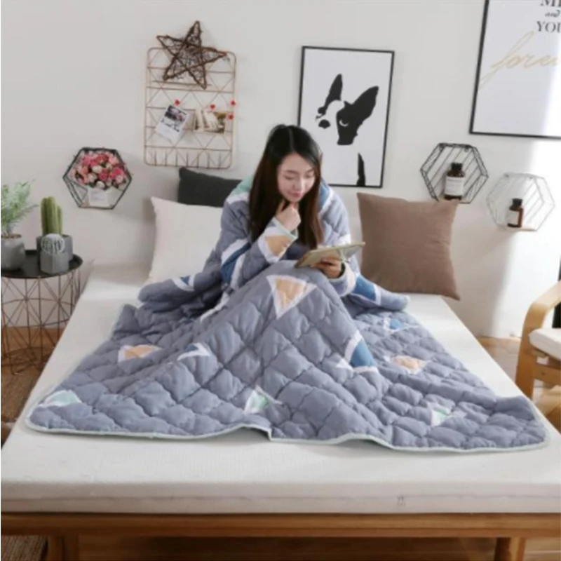 Зимнее «ленивое» одеяло с рукавами для дома, постельные принадлежности, одеяло с принтом Edredom, сохраняющее тепло, семейное одеяло, накидка - Цвет: 4