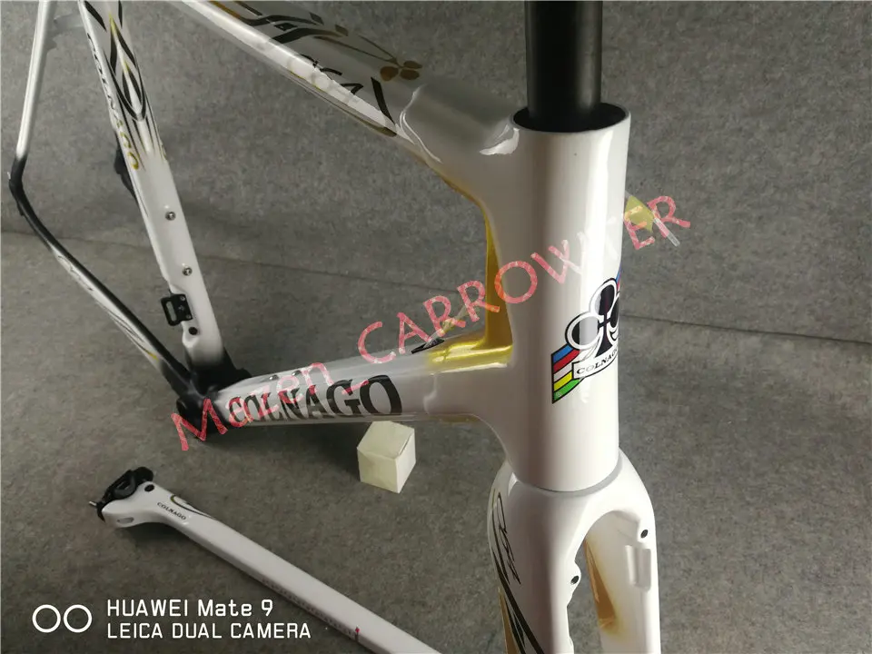 Новинка PU искусственная кожа белого черного и золотого цвета T1100 UD Глянцевая Colnago C64 карбоновые шоссейные рамы комплект с 48/50/52/54/56 см для выбора