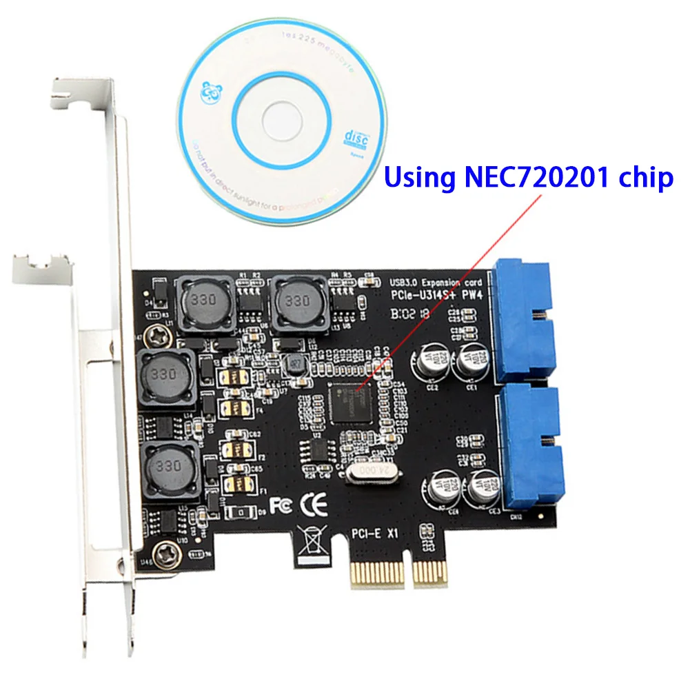 Интерфейс спереди 4 порта PCI E к USB 3,0 настольный компьютер адаптер внутренний конвертер 19 20 Pin Плата расширения добавить на материнскую плату
