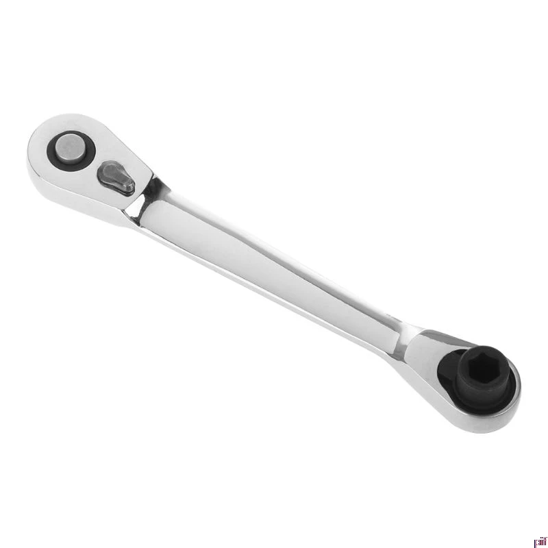 

1/4" Dual Head Square Ratchet Socket Wrench Hex Bit Driver Screwdriver 72-Tooth