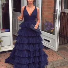 Элегантные многоуровневые платья для выпускного вечера с v-образным вырезом и шлейфом Vestidos De Fiesta, Современные платья для особых случаев, популярные вечерние платья для официальных мероприятий