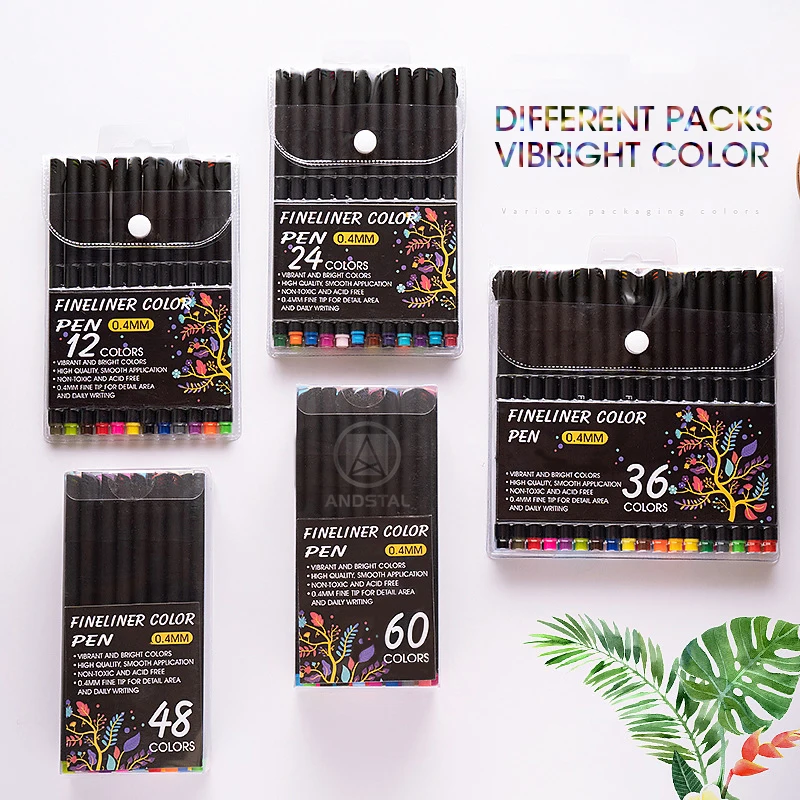 Andstal Colors Fine Liner Drawing Pen Set 0.4mm Fineliner Marker Line for  Notebook Cartoon Paint Planner School Colored pens - AliExpress