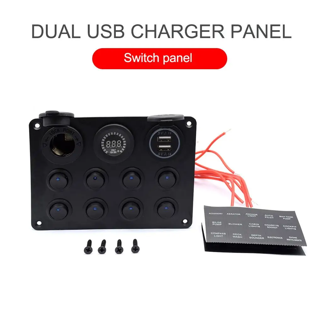 Двойной USB зарядное устройство с 8 бандами ВКЛ-ВЫКЛ переключатель многофункциональная Панель для автомобиля морское средство передвижения лодка