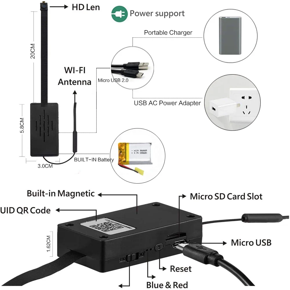 Миниатюрная IP камера с поддержкой Wi Fi 4K 1080P P2P|Компактные видеокамеры| |