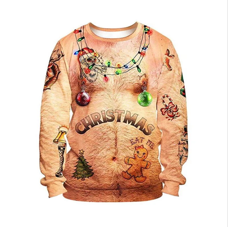 Праздничная Вечеринка мужской женский Уродливый Рождественский свитер 3D принт с длинным рукавом свитера джемперы Топы пуловер Толстовка S-3XL - Цвет: GK234