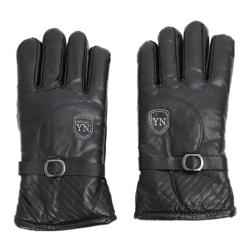 Осенне-зимние высококачественные кожаные перчатки для верховой езды для женщин и мужчин, Нескользящие толстые теплые перчатки, ветрозащитные перчатки на весь палец для улицы - Цвет: B