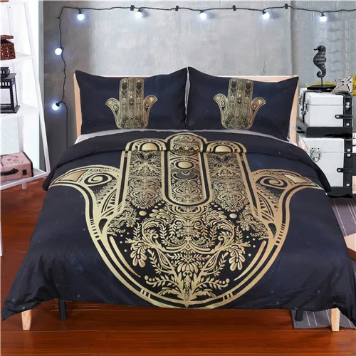 indian sun n moon mysterious golden bedding set king queen double full single size bed linen set 