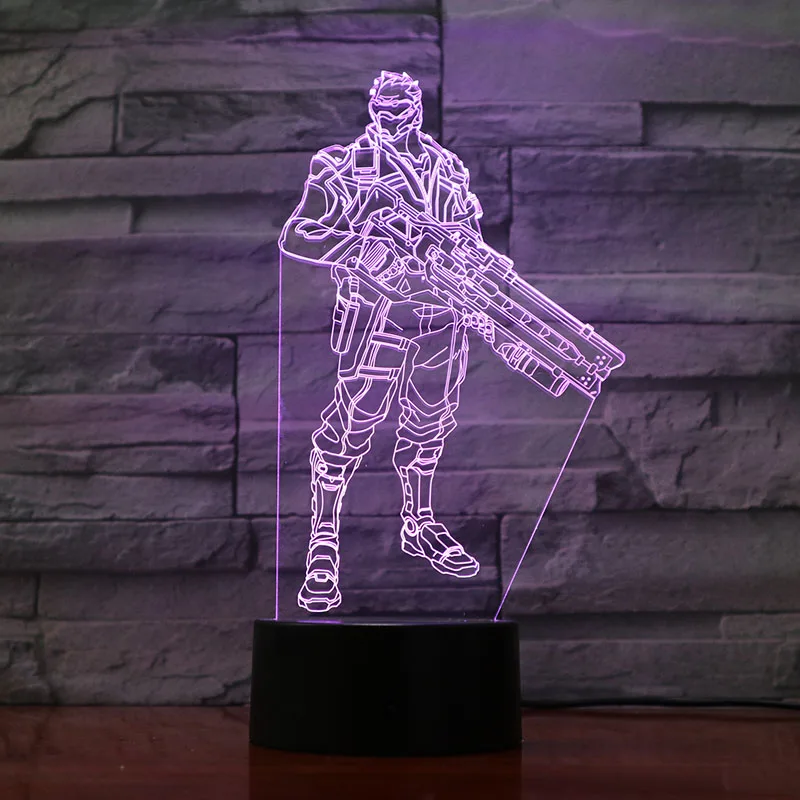 Soldier 76 Игра Overwatch детский ночной Светильник RGB Цвет изменение Tracer рисунок номер Декор Светильник фестиваль подарок OW 3d светодиодный ночной Светильник Лена окстон - Испускаемый цвет: Soldier 76