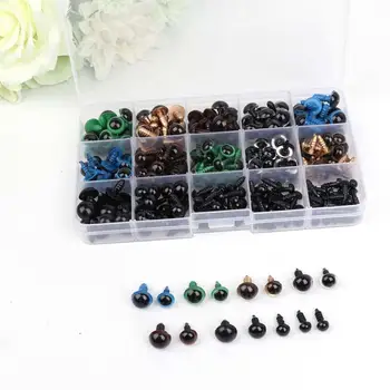 

264Pcs/Set 6-12mm Plastic Doll Bear Eye with Washers DIY Toy Making Accessories