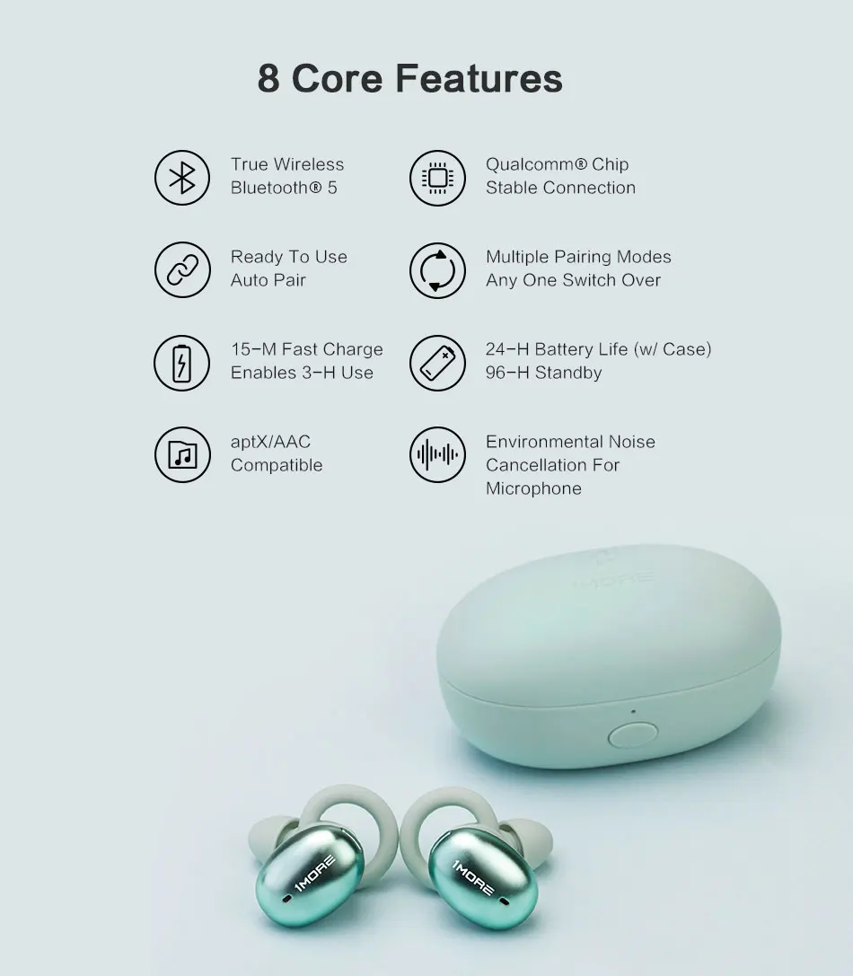 estéreo in-ear fones de ouvido com caso de carregamento, built-in mic