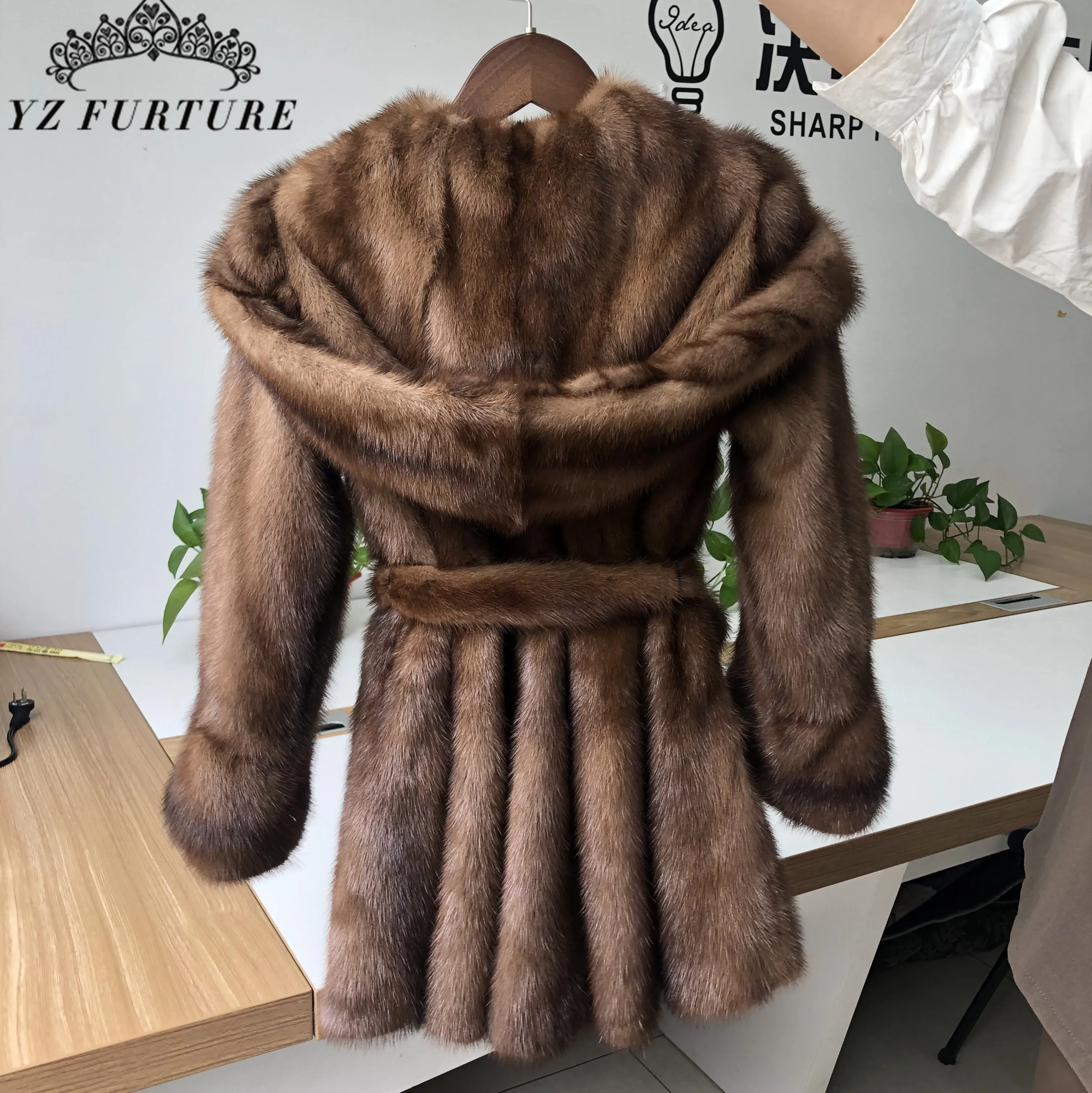 New!GIRL'S Natural Real Mink and Fox Fur coat!