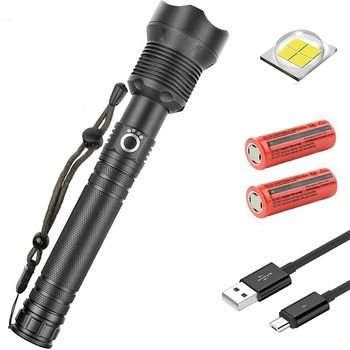 

Rechargeable Flashlight Water Resistant Camping Flashlight Super Bright Portable Outdoor Torch Light Zoomable Flashlight with Po