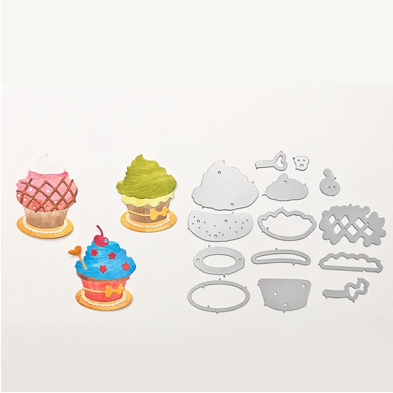 

14ps Cute Delicious Cake Cup Metal Cutting Dies For DIY Scrapbooking Embossing Paper Card Photo Album Making Craft 2019 New