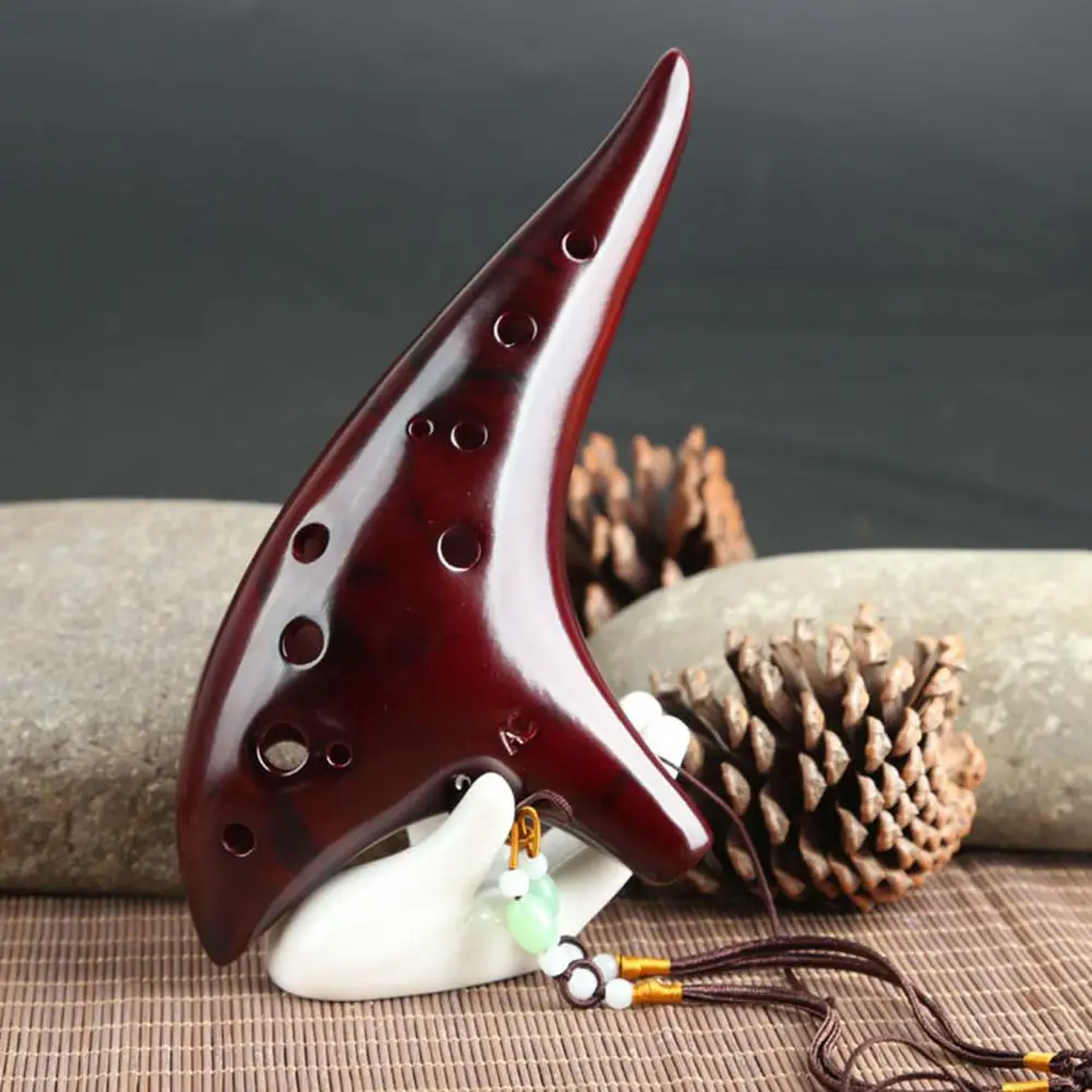 12 отверстий керамический окарина альт C тон Классический флейта Zelda инструменты с защитой сумка+ шнурок подарок - Цвет: red