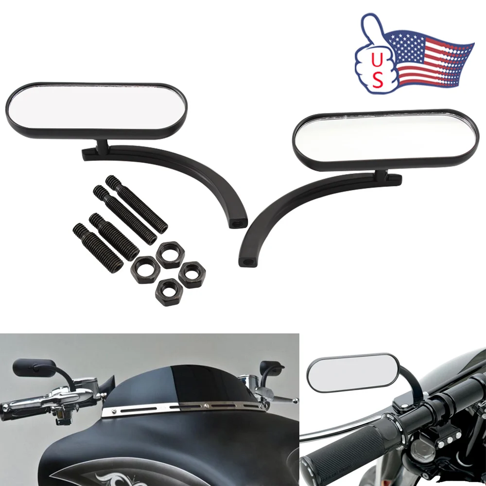 Universal Motorcycle Black Left Right Mini Oval Mirror fit For Harley-Davidson Honda Kawasaki Suzuki Yamaha models | Автомобили и