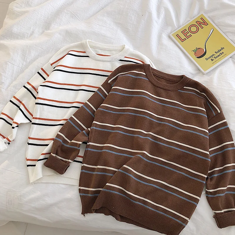 

Striped Turtleneck Long Sleeve Sweater Female 2019 Autumn Winter New Korean Academy Wind loose Joker Knit Top
