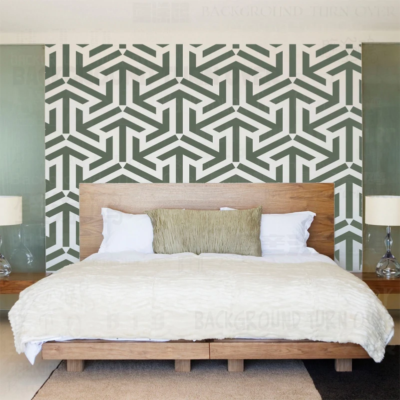 50개 70cm 스텐실 페인트 장식용 대형 템플릿 장식 재사용 가능한 벽 대형 틈새 추상 패턴 타일 기하학 화살표 S021 Best5