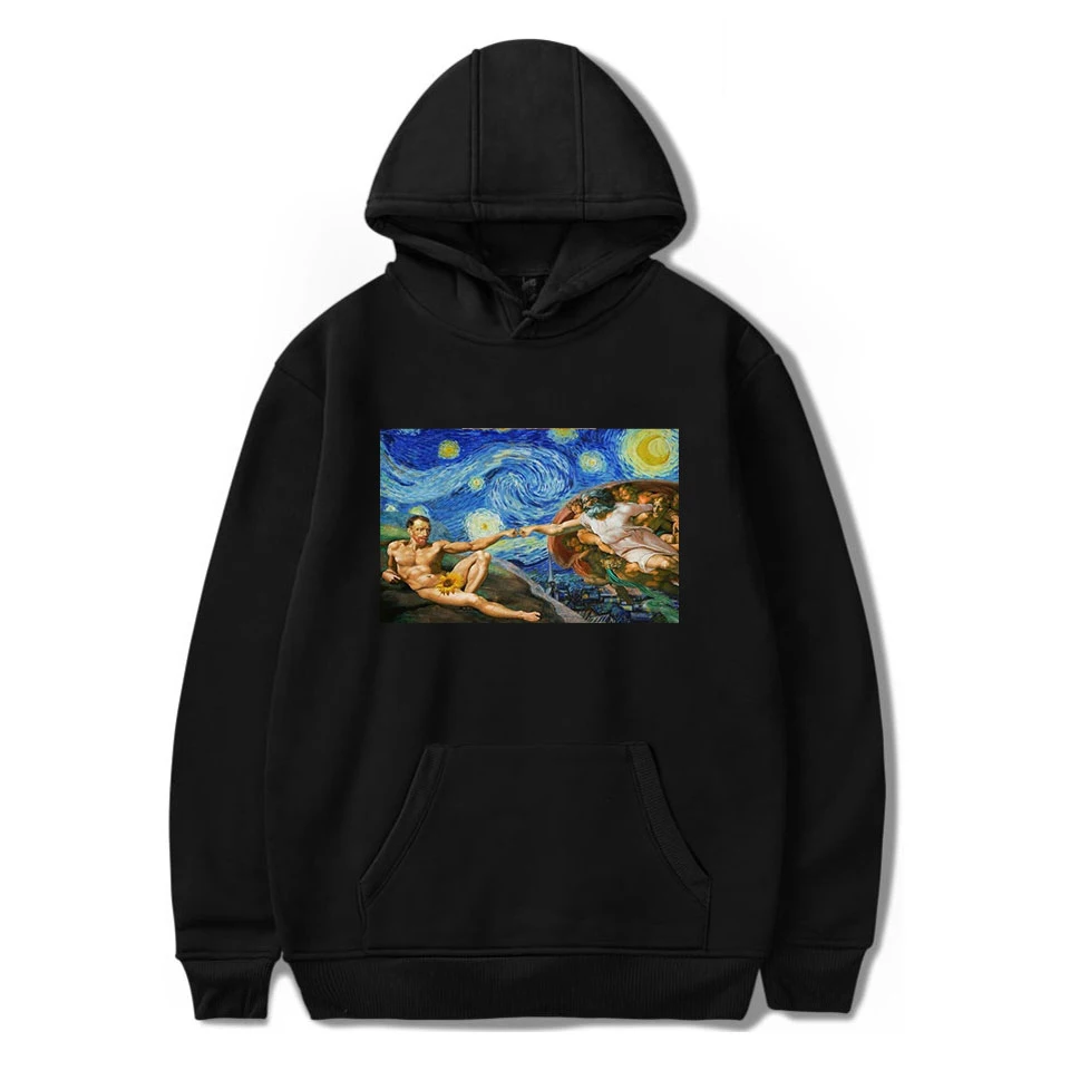 

Personality TJ Garment Michelangelo hoodies sweatshirt Sistina Ulzzang Art hoodies Van Gogh Boys/girls Long Sleeve Pullovers