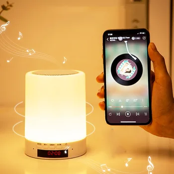 

Smart Multi-Function Wireless Bluetooth Speaker Alarm Clock Colorful Lights Flash Home 3D LED Table Clock With Time Projection