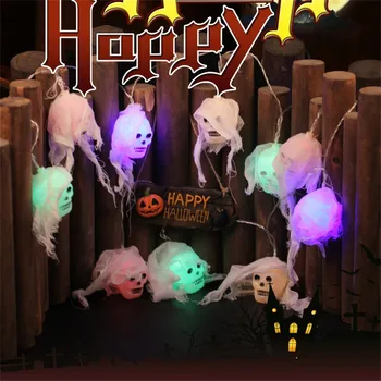 

Halloween LED White Gauze Skull Battery Light Horror Atmosphere Decoration string lights Home Christmas Wedding Party Decoration
