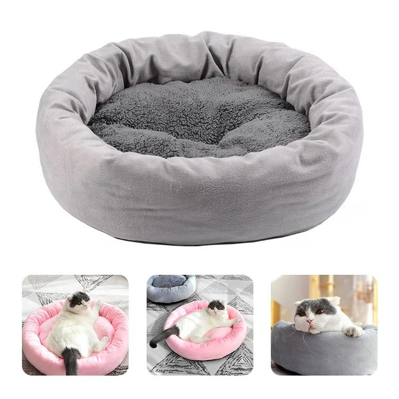 

Plush Cat Dogs Bed House Winter Warm Cat Sleeping Mat Soft Dog Bed Round Washable Plush Dog Cushion Small Medium Dogs Sofa House