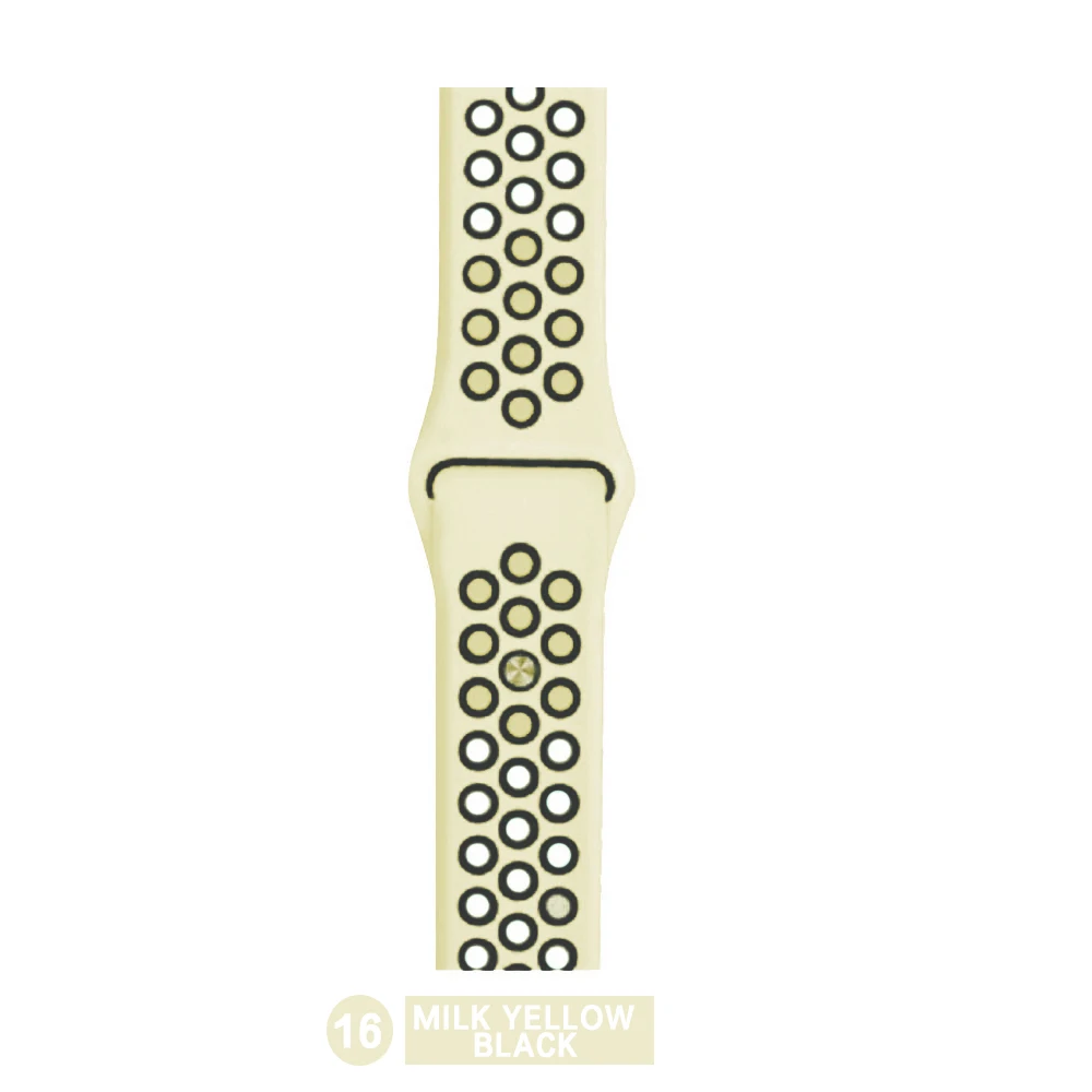 Milk yellow Дышащий силиконовый спортивный ремешок для Apple Watch 4, 3, 2, 1, 42 мм, 38 мм, резиновый ремешок для браслета Nike iwatch 4, 5, 40, 44 мм - Цвет ремешка: Milk yellow