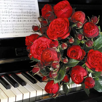 

Diamond Embroidery Diy DIY Diamond Painting Piano Red Rose Diamond Mosaic Full Rhinestone Cross Stitch Home Decor