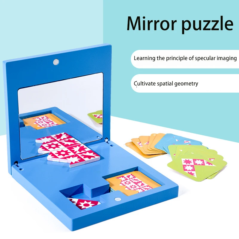 Wooden mirror puzzle game children early education whole brain space thinking logic reasoning puzzle puzzle toy