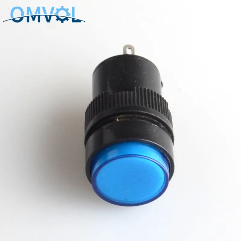 5 шт. 16 мм Индикатор Пилот светильник DC12V DC24V AC220V Панель настенный светильник пилот, сигнальный огонь NXD-213 мощность - Цвет: 16mm Blue AC220V