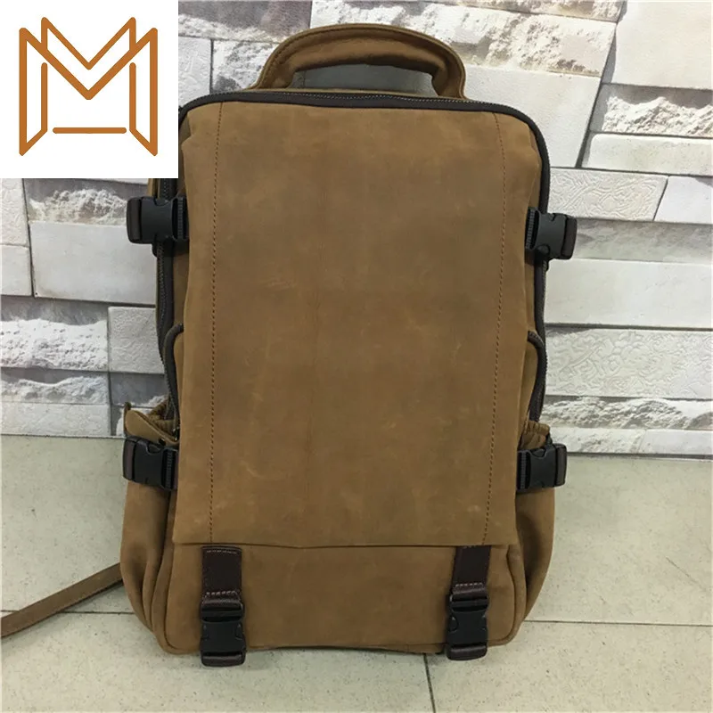 

Genuine Leather Both Shoulders Package Male School Manual Backpack Travelling Bag Computer Backpack Woman