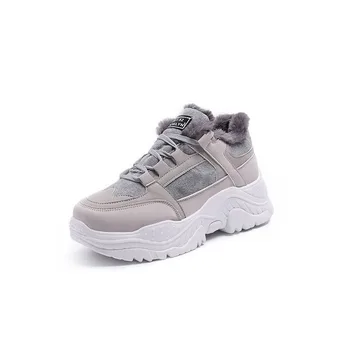 

2019 Shoes Winter Warm Platform Woman Snow Boots Plush Female Casual Sneakers Faux Suede Leather Female Snowboots Warm Shoes Fur