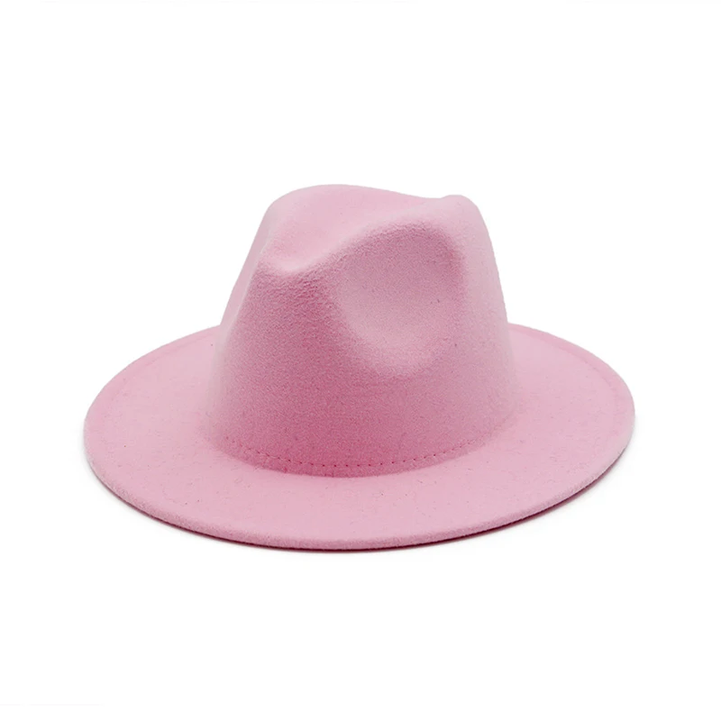 FS Женская фетровая шляпа из шерсти, зимняя джазовая черная розовая красная шляпа для мужчин с широкими полями, шерстяная Панама, осень