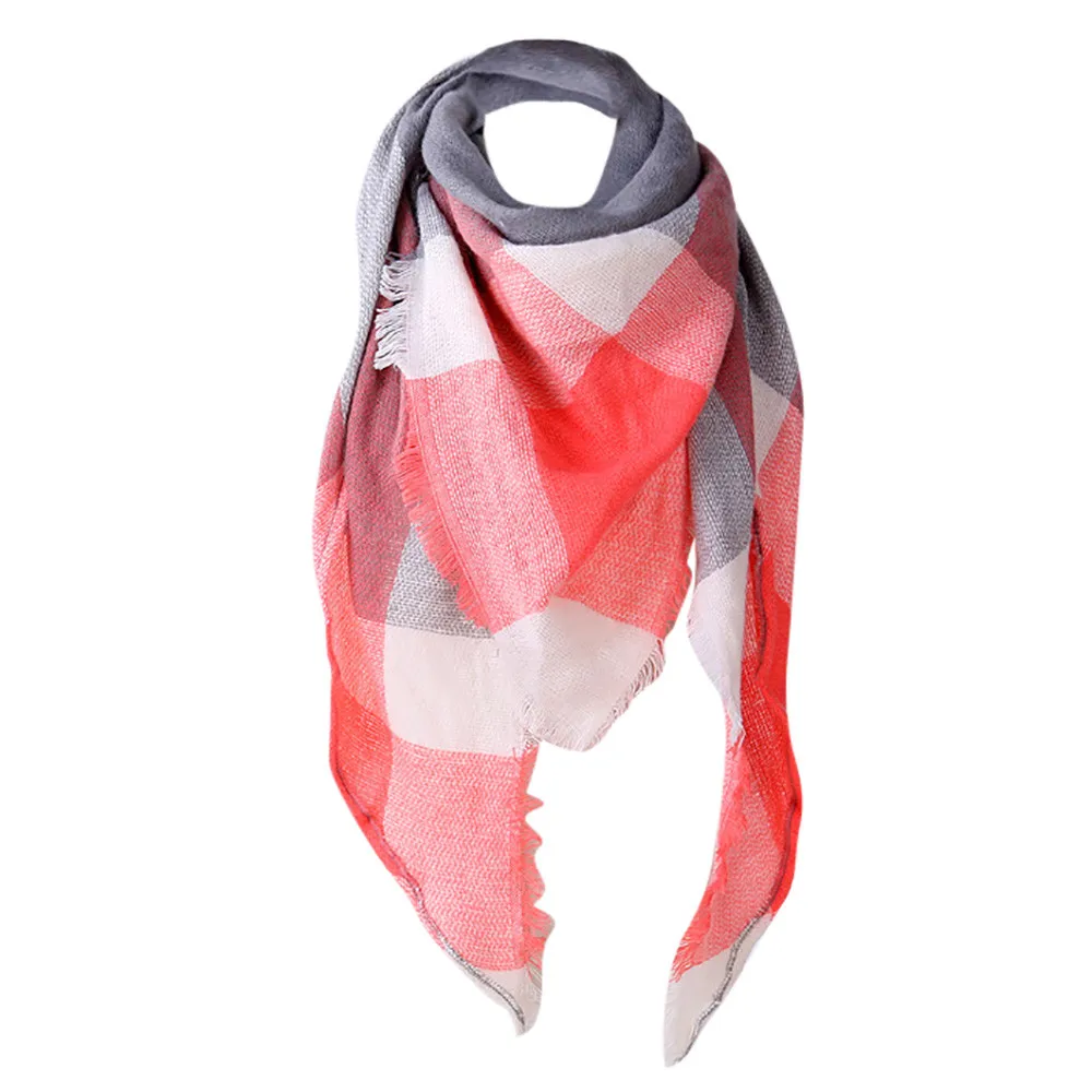 Женская шаль, кашемировые осенние Клетчатые Шерстяные шарфы, шарф, женский шарф с принтом, кашемировый классический британский клетчатый шарф, теплый зимний#35 - Цвет: Арбузно-красный