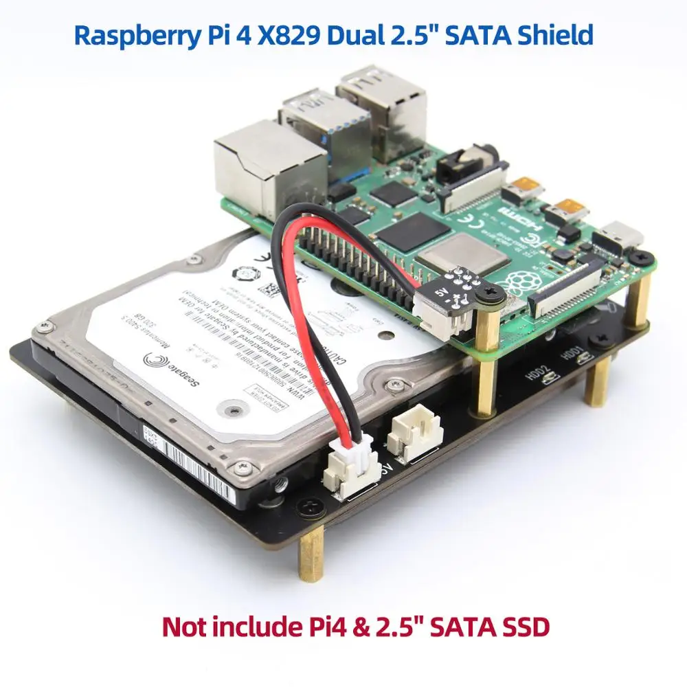 Raspberry Pi X829 – Carte D'extension De Stockage Double Disque Dur/ssd  Sata 2.5 Pouces Avec Câble Usb 3.0 Pour Raspberry Pi 4 Modèle B -  Accessoires De Carte De Démonstration - AliExpress