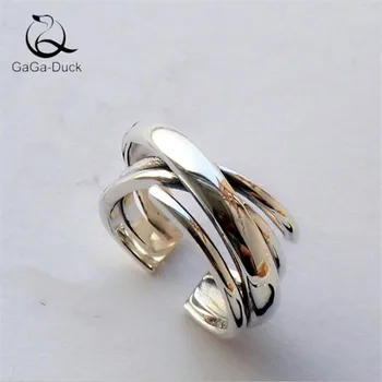 

New Fashion Jewelry Hipster Multi-layer Irregular 925 Sterling Silver Popular Smooth Winding Personality Opening Rings SR507