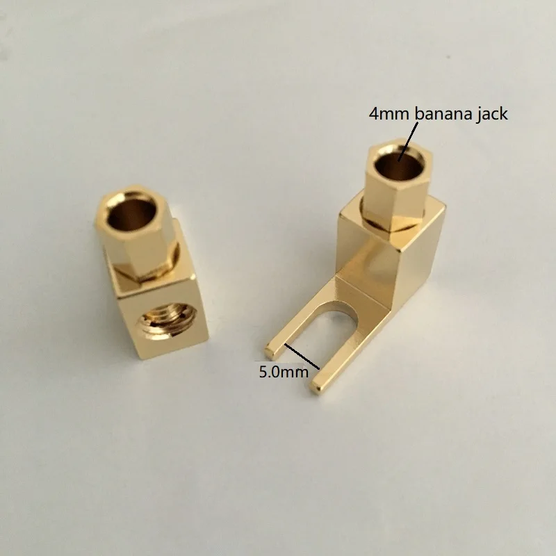 

20pcs/lot Good Quality Right Angle Speaker 4MM Banana Plug Jack Golden Plated Screw Solderless Y Fork Wire Connector