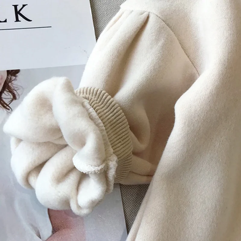 Kids Girls Hoodies Sweater Dress Toddler Baby Fleece Thick Warm Pullover Lantern Sleeve Tops Clothes Sweatshirt