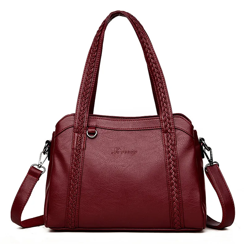 Классические женские сумки-мессенджеры, высокое качество, роскошные кожаные сумки, женские сумки, дизайнерские женские ручные сумки для женщин, Bolsa Sac - Цвет: RED