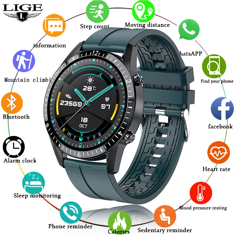 

New Full Touch Screen Smart Watch IP67 Waterproof Remote Control Camera Blood Pressure Heart Rate Fitness Track Sport Smartwatch