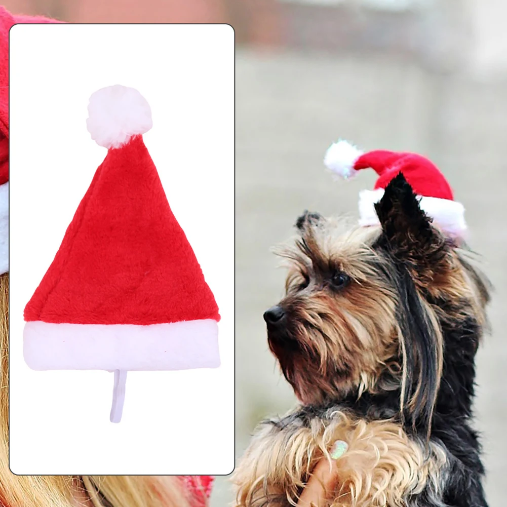 Christmas Holiday Costume Plush Pet Dog Santa Hat Party Supplies Decor Xmas Gift